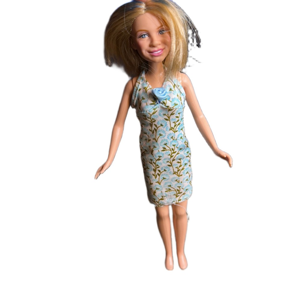 MaryKate & Ashley 2001 Sweet 16 Fashion Doll Vintage Blue Floral Halter Dress